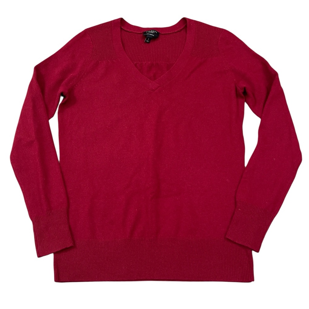 Women's Talbots V-Neck Red pure Cashmere Sweater